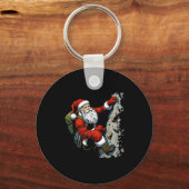 Funny Santa Rock Climbing Christmas Xmas Boulderin Sleutelhanger (Voorkant)