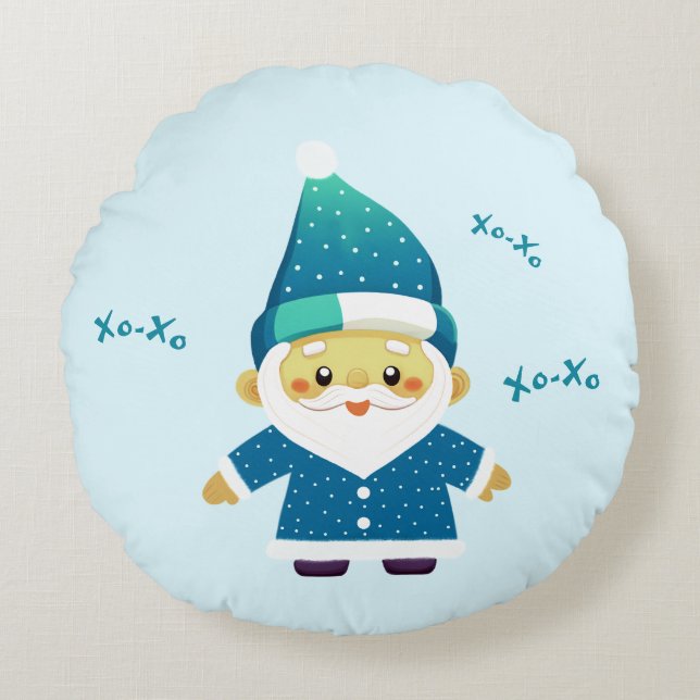 Funny Santa Rond Kussen (Voorkant)