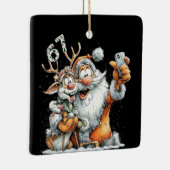 Funny Santa Rudolf Selfie Six Seven Christmas  Keramisch Ornament (Rechts)