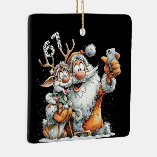 Funny Santa Rudolf Selfie Six Seven Christmas  Keramisch Ornament (Rechts)