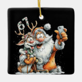 Funny Santa Rudolf Selfie Six Seven Christmas Keramisch Ornament (Voorkant)