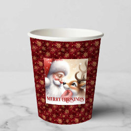 Funny Santa Rudolph Cartoon Christmas Paper Drink Papieren Bekers