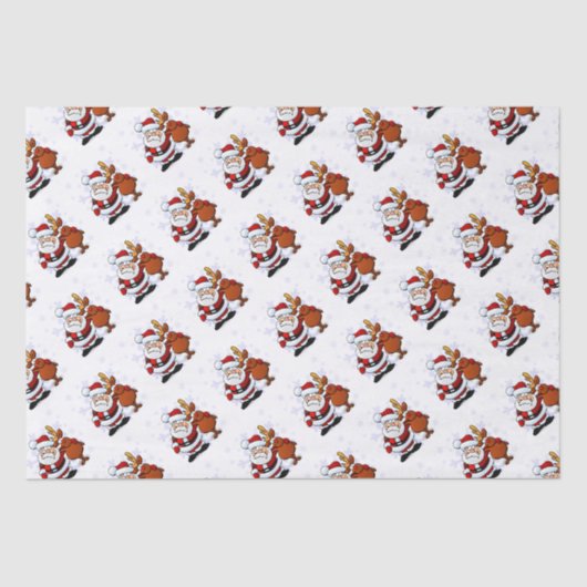 Funny Santa & Rudolph Holiday Tissue Paper Tissuepapier (Voorkant)