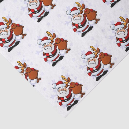 Funny Santa & Rudolph Holiday Tissue Paper Tissuepapier (Detail)