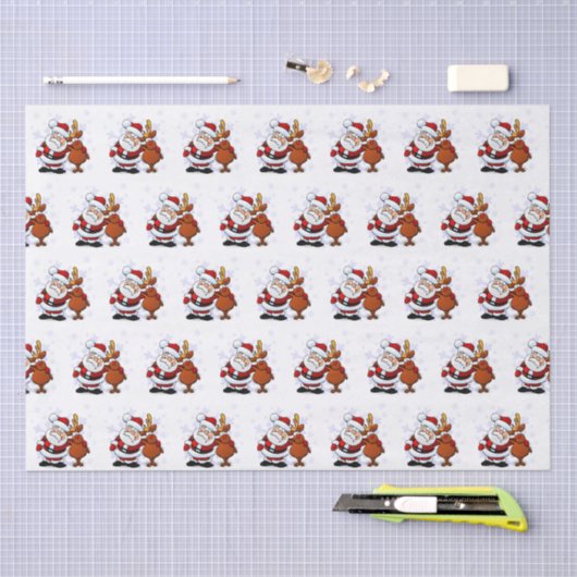 Funny Santa & Rudolph Holiday Tissue Paper Tissuepapier (Craft)