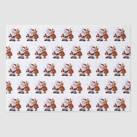 Funny Santa & Rudolph Holiday Tissue Paper Tissuepapier (Voorkant)