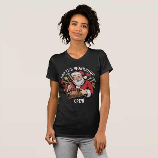 Funny Santa’s Workshop Crew Christmas Helper T-shirt (Voorkant volledig)