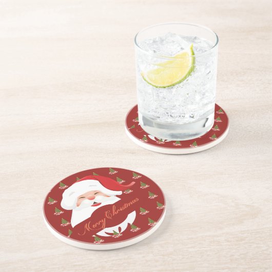 Funny Santa - Sandstone Onderzetter (Zijkant)
