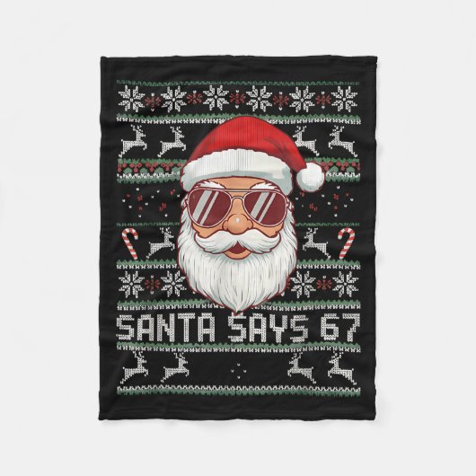 Funny Santa Says 67 Ugly Christmas Sweater  Fleece Deken (Voorkant)