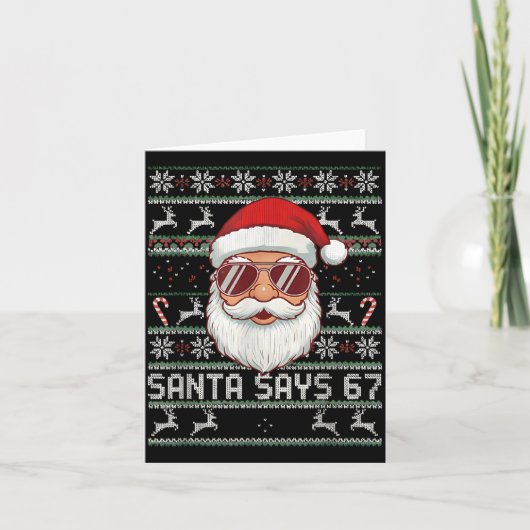 Funny Santa Says 67 Ugly Christmas Sweater Kaart (Voorkant)