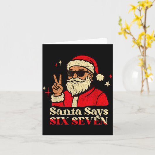 Funny Santa Says Six Seven 67 Meme Christmas Holid Kaart (Gele Bloem)