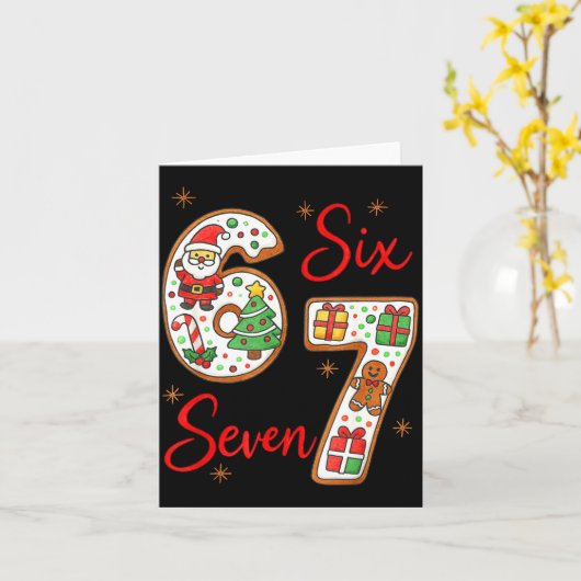 Funny Santa Says Six Seven 6 7 Christmas Meme Kaart (Gele Bloem)