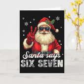 Funny Santa Says Six Seven Christmas 67 Meme Xmas Kaart (Gele Bloem)