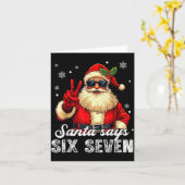 Funny Santa Says Six Seven Christmas 67 Meme Xmas Kaart (Gele Bloem)