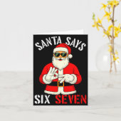Funny Santa Says Six Seven Christmas 67 Meme Xmas Kaart (Gele Bloem)