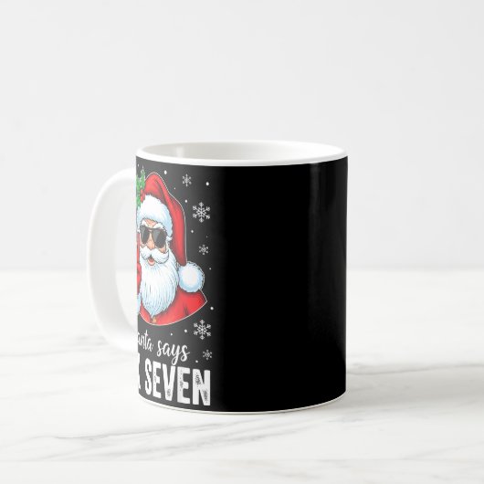 Funny Santa Says Six Seven Christmas 67 Meme Xmas Koffiemok (Voorkant links)