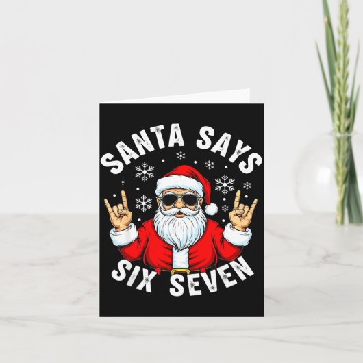 Funny Santa Says Six Seven Christmas Xmas Meme  Kaart (Voorkant)