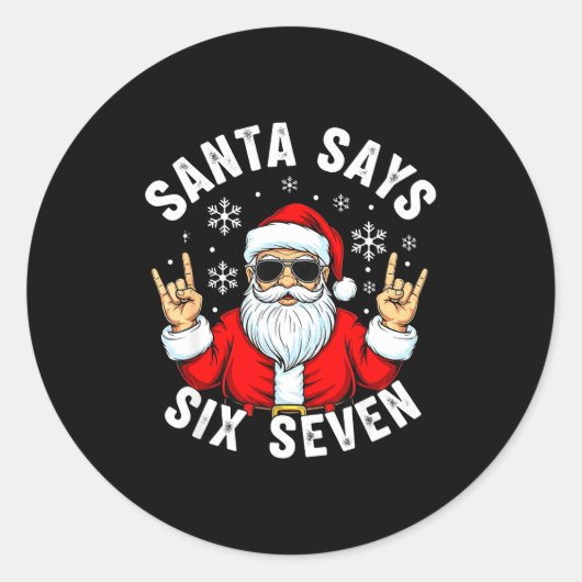 Funny Santa Says Six Seven Christmas Xmas Meme  Ronde Sticker (Voorkant)