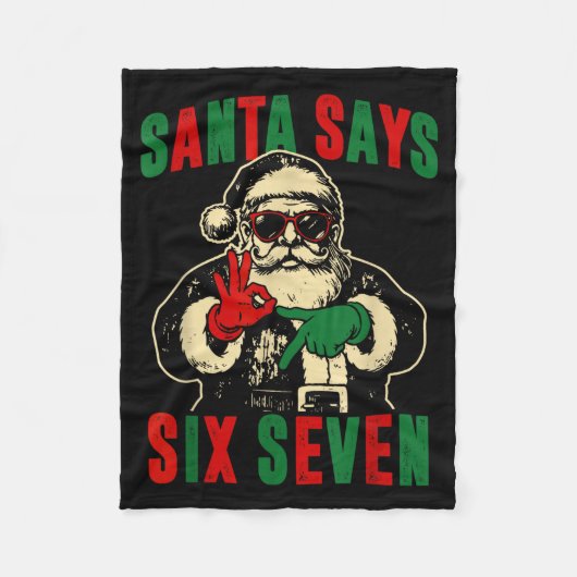 Funny Santa Says Six Seven Retro 67 Meme Cool Chri Fleece Deken (Voorkant)