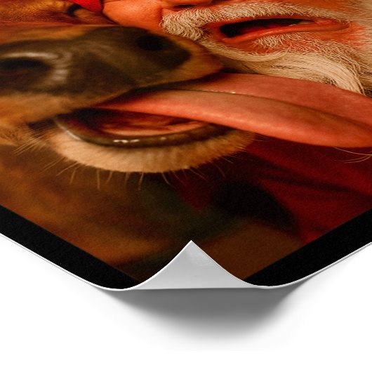 Funny Santa Selfie Reindeer Men Women Kids Christm Poster (Hoek)