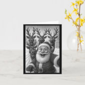 Funny Santa Selfie With Reindeer Christmas  Kaart (Gele Bloem)