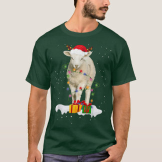 Funny Santa Sheep Animal kerstlampjes Lover Ch T-shirt