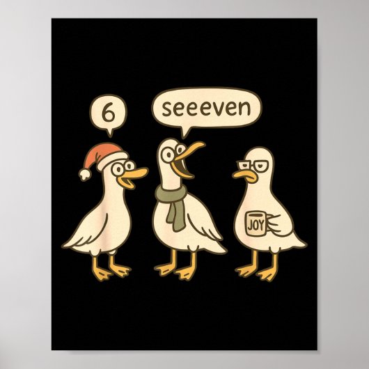 Funny Santa Silly Goose 6 7 Christmas Geese Six Se Poster (Voorkant)