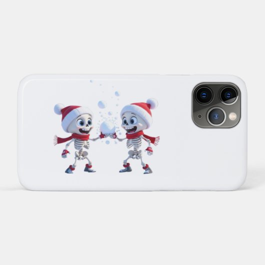 Funny Santa Skeletons Having a Snowball Fight  Case-Mate iPhone Case (Achterkant (horizontaal))