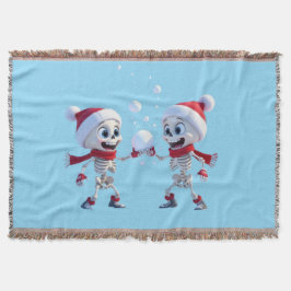 Funny Santa Skeletons Having a Snowball Fight Deken