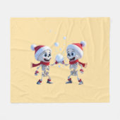 Funny Santa Skeletons Having a Snowball Fight  Fleece Deken (Voorkant (Horizontaal))