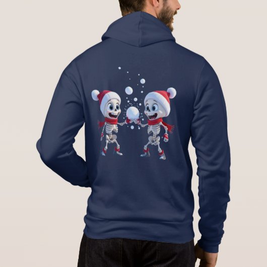 Funny Santa Skeletons Having a Snowball Fight  Hoodie (Achterkant)