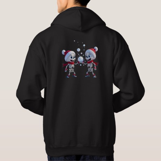 Funny Santa Skeletons Having a Snowball Fight  Hoodie (Achterkant)