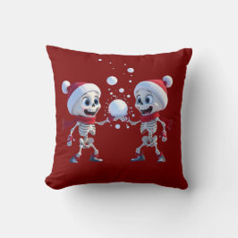 Funny Santa Skeletons Having a Snowball Fight Kussen
