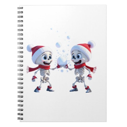 Funny Santa Skeletons Having a Snowball Fight  Notitieboek (Voorkant)
