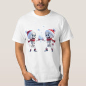Funny Santa Skeletons Having a Snowball Fight T-shirt (Voorkant)