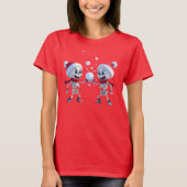 Funny Santa Skeletons Having a Snowball Fight T-shirt (Voorkant)