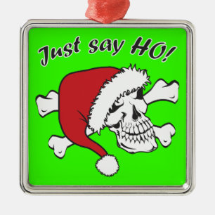 Funny Santa Skull Metalen Ornament