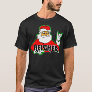 FUNNY Santa Sleigher Slayer Heavy Metal Ugly Chris T-shirt