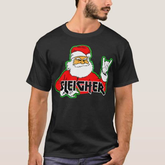 FUNNY Santa Sleigher Slayer Heavy Metal Ugly Chris T-shirt (Voorkant)