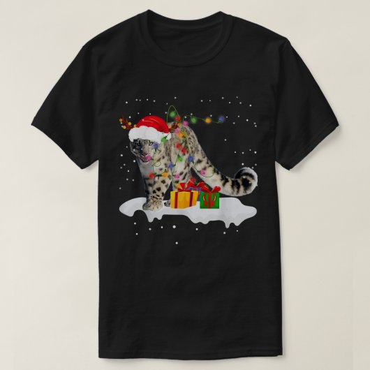 Funny Santa Snow Leopard-kerstlampje Lover Ch T-shirt (Design voorkant)
