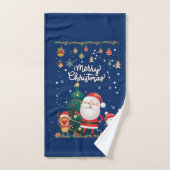 Funny Santa, Snowman, Reindeer Merry Kerstmis Bad Handdoek (Handdoek)