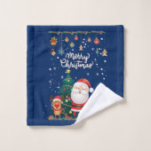 Funny Santa, Snowman, Reindeer Merry Kerstmis Bad Handdoek (Wasdoekje)
