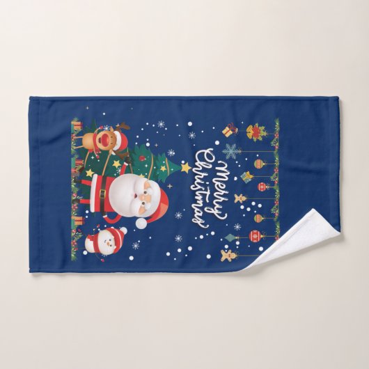 Funny Santa, Snowman, Reindeer Merry Kerstmis Bad Handdoek (Handdoek)
