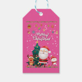 Funny Santa, Snowman, Reindeer Merry Kerstmis Cadeaulabel (Voorkant)