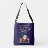 Funny Santa, Snowman, Reindeer Merry Kerstmis Crossbody Tas (Achterkant)