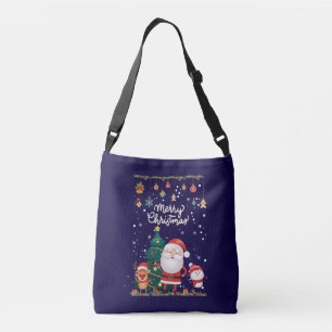 Funny Santa, Snowman, Reindeer Merry Kerstmis Crossbody Tas