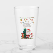 Funny Santa, Snowman, Reindeer Merry Kerstmis Glas (Voorkant)