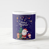 Funny Santa, Snowman, Reindeer Merry Kerstmis Grote Koffiekop (Rechts)