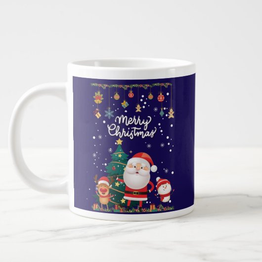 Funny Santa, Snowman, Reindeer Merry Kerstmis Grote Koffiekop (Links)