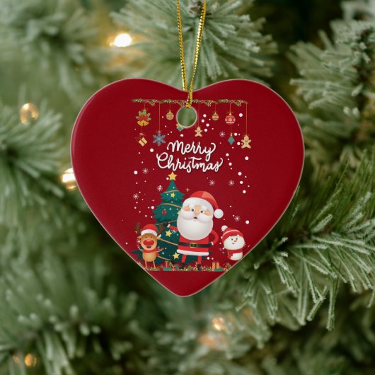 Funny Santa, Snowman, Reindeer Merry Kerstmis Keramisch Ornament (Boom)
